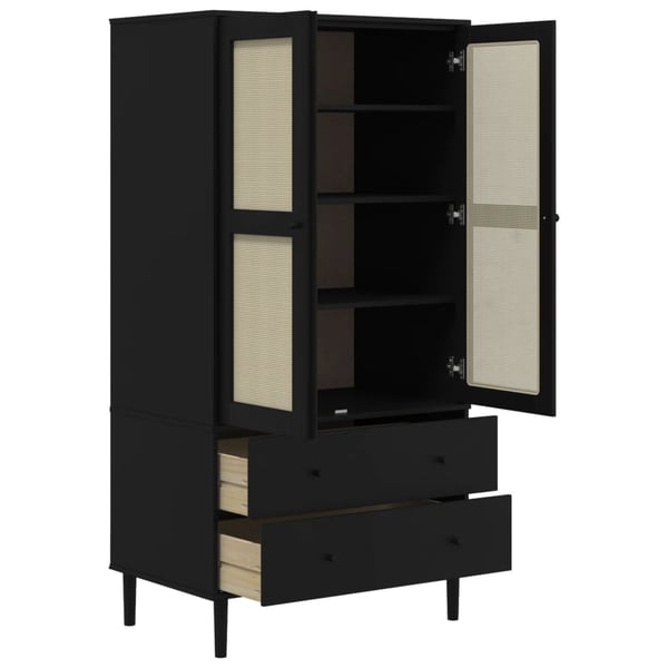 vidaXL Garderobe SENJA rotting utseende svart 90x55x175 cm heltre furu