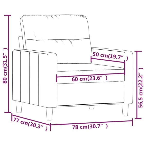 vidaXL lænestol 60 cm stof sort