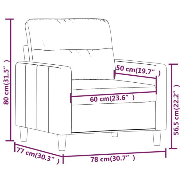vidaXL lænestol 60 cm stof vinrød