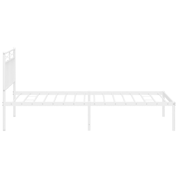 vidaXL Sengeramme i metall med hodegavl hvit 100x200 cm