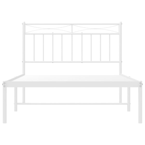 vidaXL Sengeramme i metall med hodegavl hvit 100x200 cm
