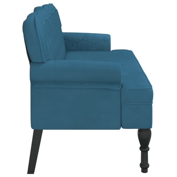 vidaXL bænk med ryglæn 119,5x64,5x75 cm velour blå