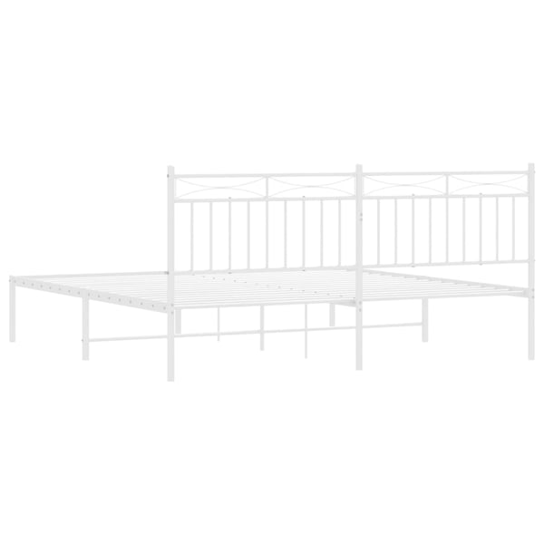vidaXL Sengeramme i metall med hodegavl hvit 183x213 cm