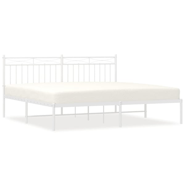 vidaXL Sengeramme i metall med hodegavl hvit 183x213 cm