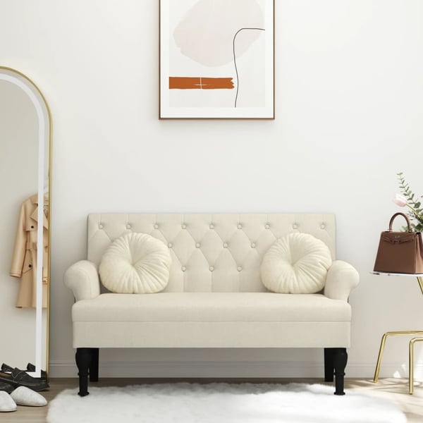 vidaXL bænk med ryglæn 120x62x75,5 cm hør