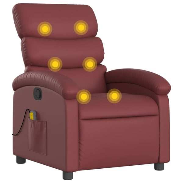 vidaXL massagestol kunstlæder vinrød