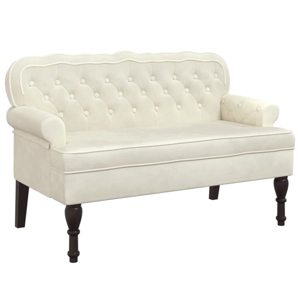 vidaXL Bänk med ryggstöd gräddvit 119,5x64,5x75 cm sammet