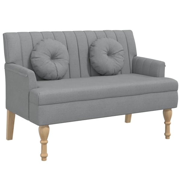 vidaXL bænk med hynder 113x64,5x75,5 cm stof lysegrå