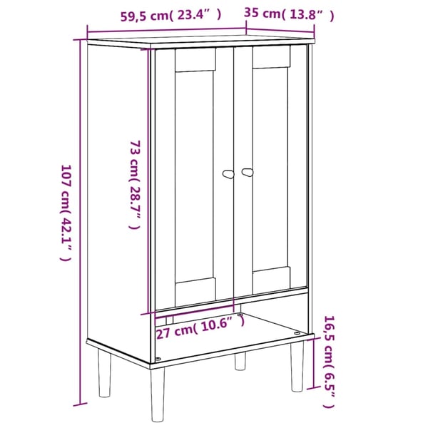 vidaXL Skoskap SENJA rotting-utseende brun 59,5x35x107 cm heltre