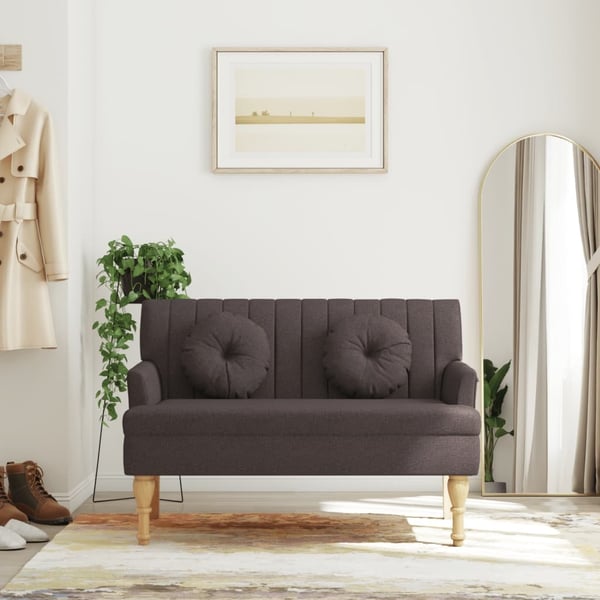 vidaXL bænk med hynder 113x64,5x75,5 cm stof mørkebrun