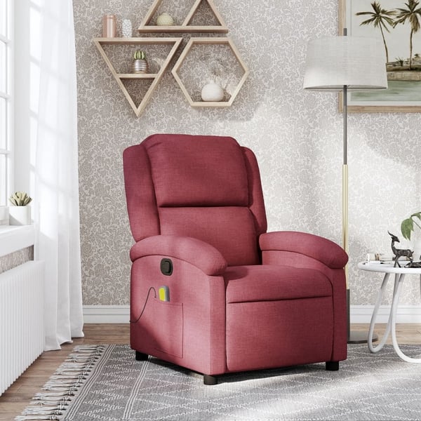 vidaXL massagestol stof vinrød