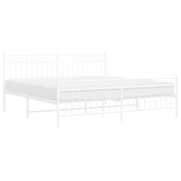 vidaXL Sengeramme i metall med hode- og fotgavl hvit 183x213 cm