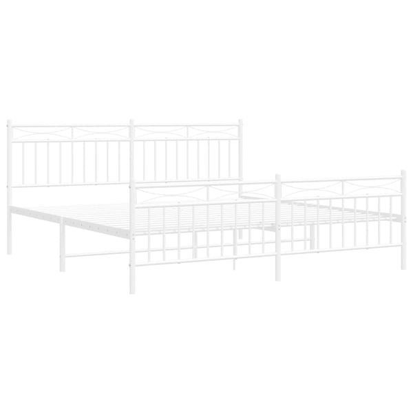 vidaXL Sengeramme i metall med hode- og fotgavl hvit 183x213 cm