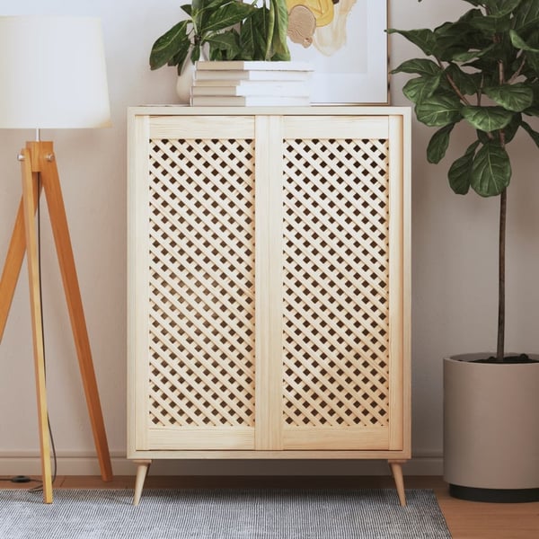 vidaXL skabslåger 2 stk. 39,5x99 cm gitterdesign massivt fyrretræ