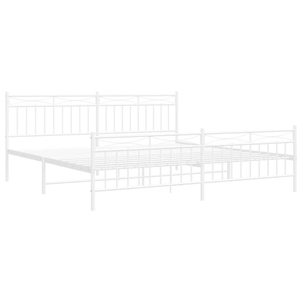vidaXL Sengeramme i metall med hode- og fotgavl hvit 193x203 cm