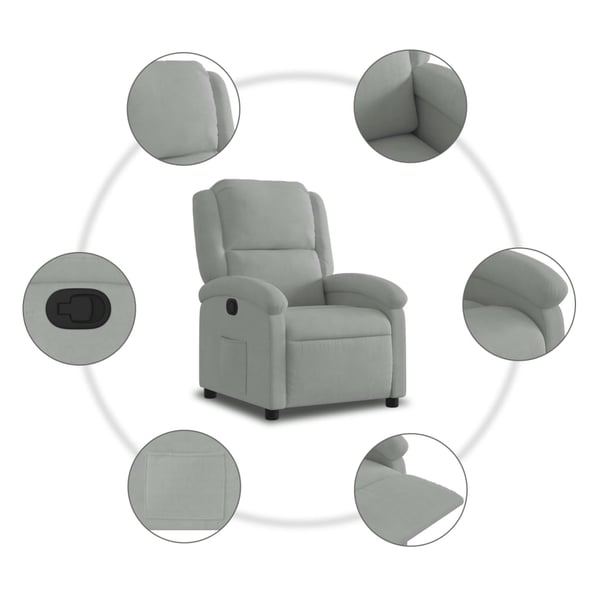 vidaXL Reclinerfåtölj ljusgrå sammet