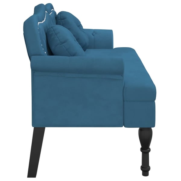 vidaXL bænk med hynder 120,5x65x75 cm velour blå
