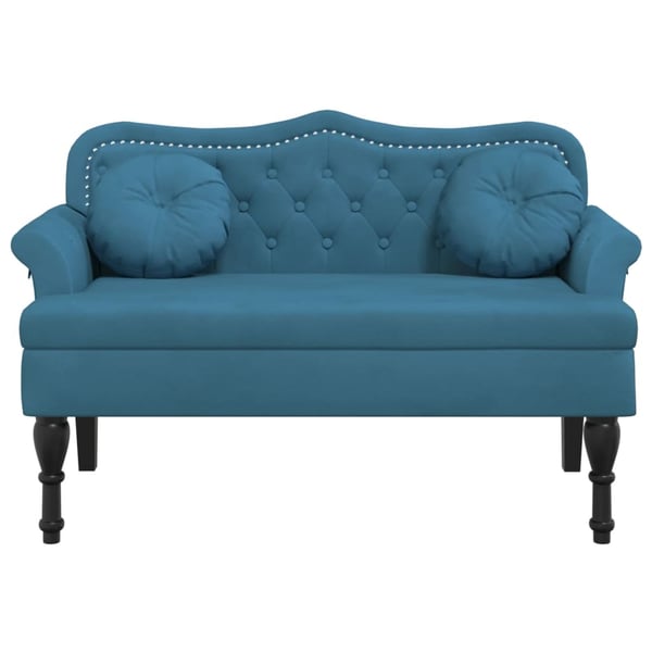 vidaXL bænk med hynder 120,5x65x75 cm velour blå