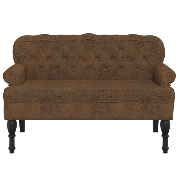 vidaXL bænk med ryglæn 119,5x64,5x75 cm imiteret ruskind brun