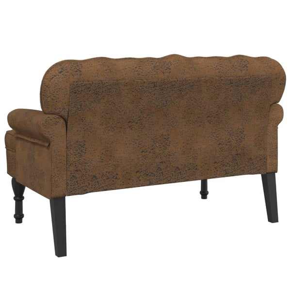 vidaXL bænk med ryglæn 119,5x64,5x75 cm imiteret ruskind brun