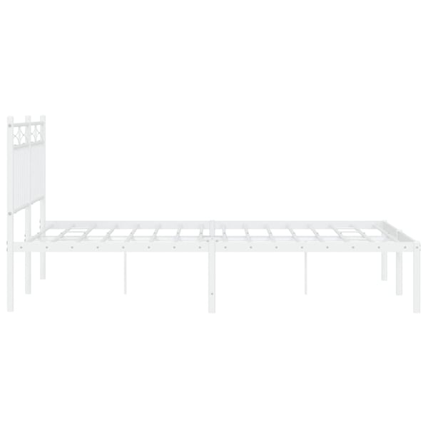 vidaXL Sengeramme i metall med hodegavl hvit 140x200 cm