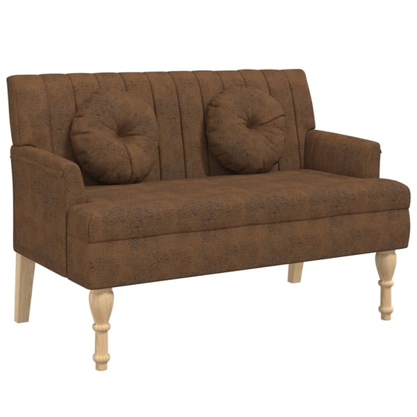 vidaXL bænk med ryglæn 113x64,5x75,5 cm imiteret ruskind brun
