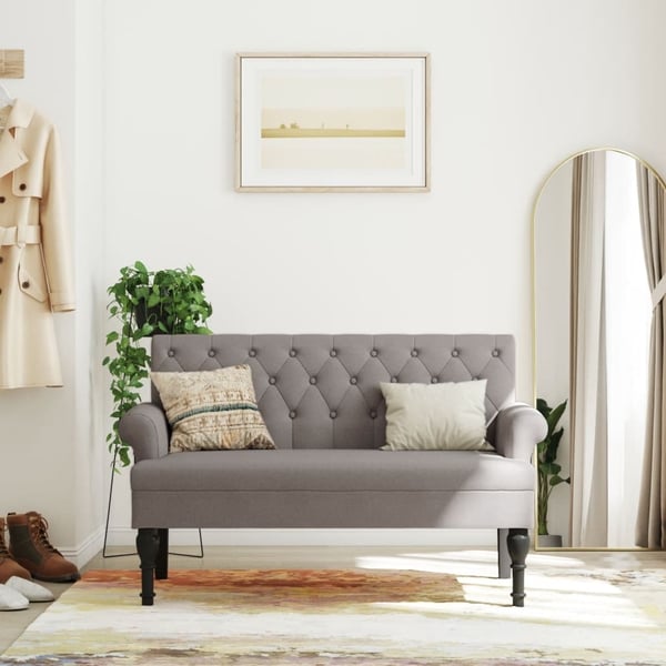 vidaXL bænk med ryglæn 120x62x75,5 cm stof gråbrun