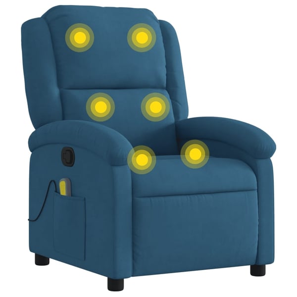 vidaXL massagestol velour blå