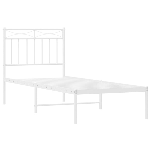 vidaXL Sengeramme i metall med hodegavl hvit 80x200 cm