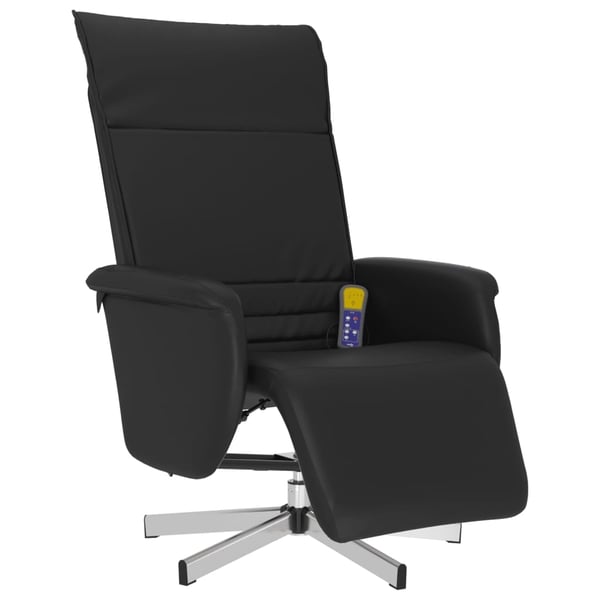 vidaXL Massagefåtölj med fotstöd svart konstläder