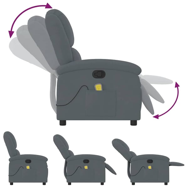 vidaXL massagestol velour mørkegrå