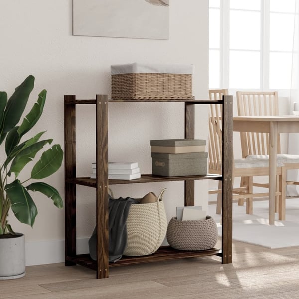 vidaXL Oppbevaringshylle 3 etasjer svart 80x38x90 cm heltre furu