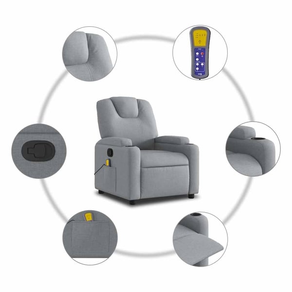 vidaXL massagestol stof lysegrå
