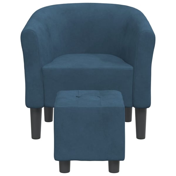 vidaXL lænestol med fodskammel velour mørkeblå