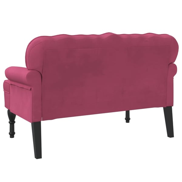 vidaXL bænk med ryglæn 119,5x64,5x75 cm velour vinrød