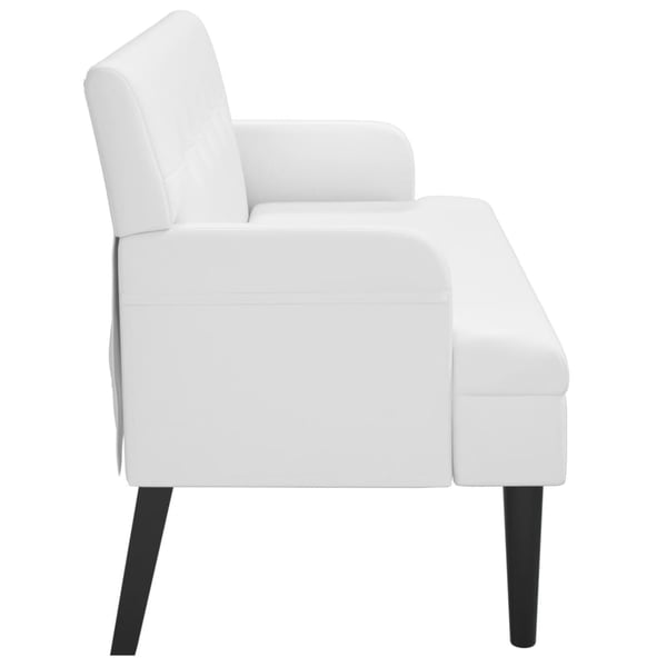 vidaXL bænk med ryglæn 112x65,5x75 cm kunstlæder hvid