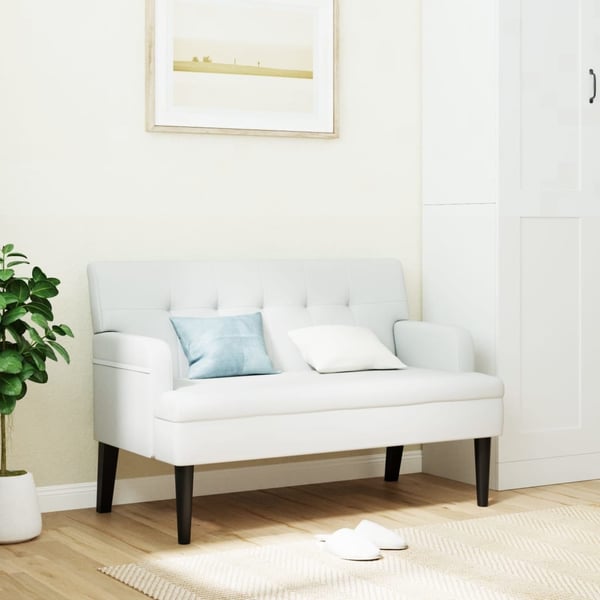 vidaXL bænk med ryglæn 112x65,5x75 cm kunstlæder hvid