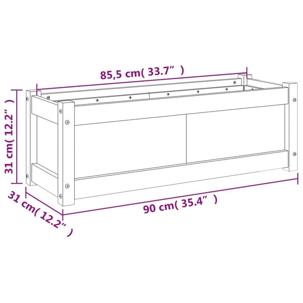 vidaXL Ulkokukkalaatikko 90x31x31 cm täysi mänty
