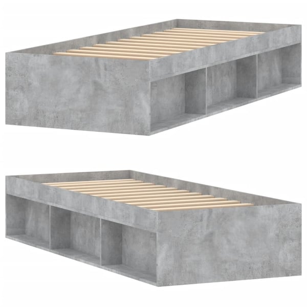 vidaXL Sengeramme betonggrå 75x190 cm