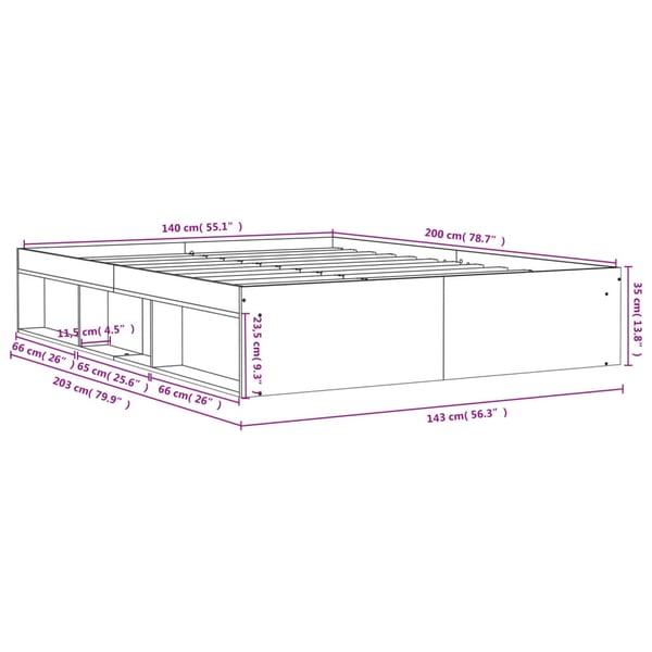 vidaXL Sengeramme hvit 140x200 cm