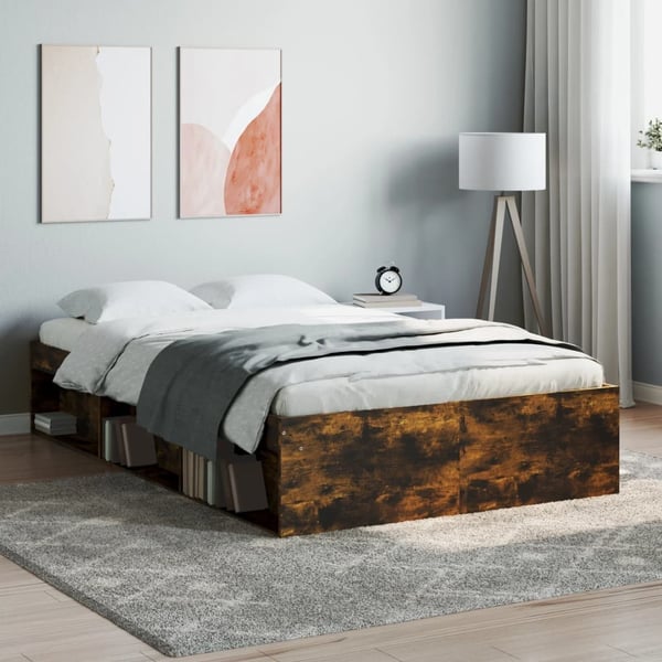 vidaXL Sengeramme røkt eik 120x200 cm