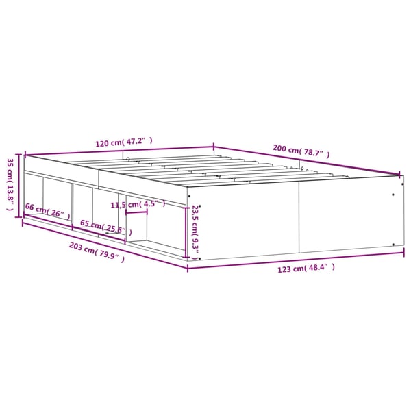vidaXL Sengeramme røkt eik 120x200 cm