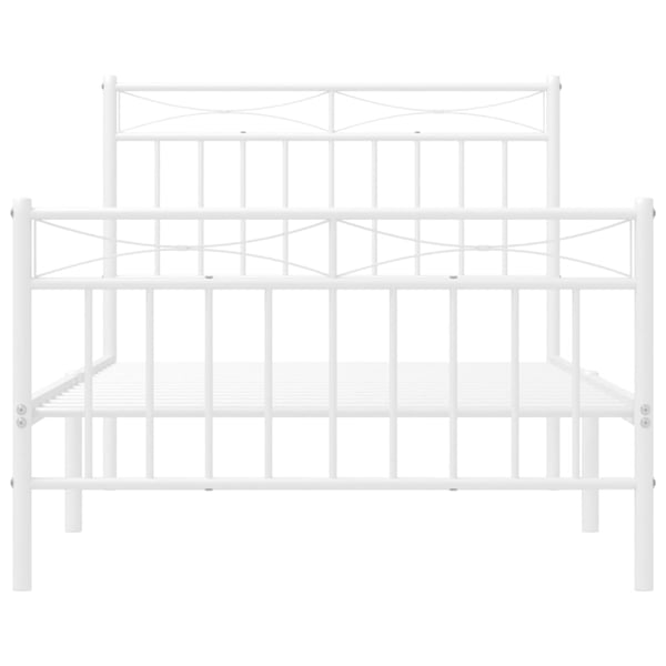 vidaXL Sengeramme i metall med hode- og fotgavl hvit 100x190 cm
