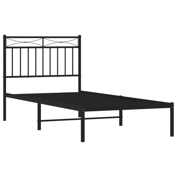 vidaXL Sengeramme i metall med hodegavl svart 90x190 cm