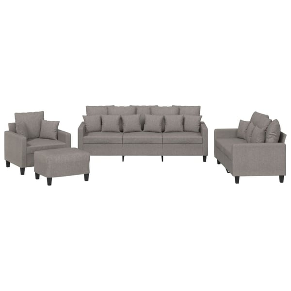 vidaXL sofasæt 4 dele med puder stof gråbrun