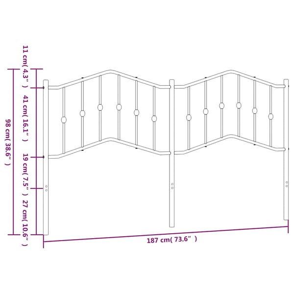 vidaXL Utskiftbar sengegavl i metall hvit 180 cm