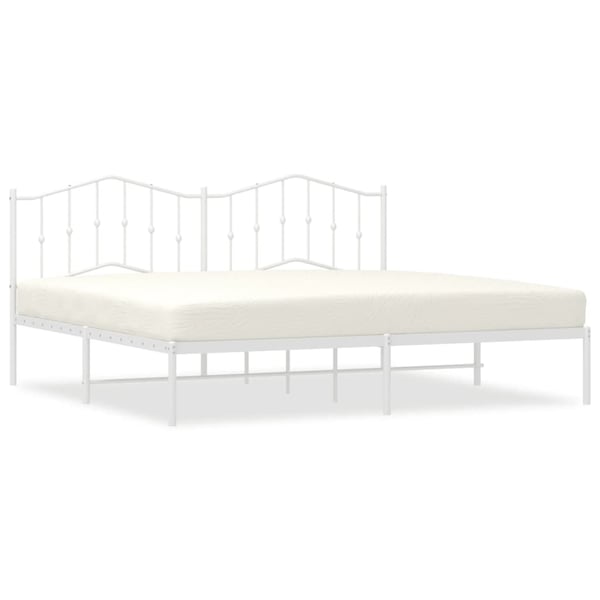 vidaXL Sengeramme i metall med hodegavl hvit 193x203 cm