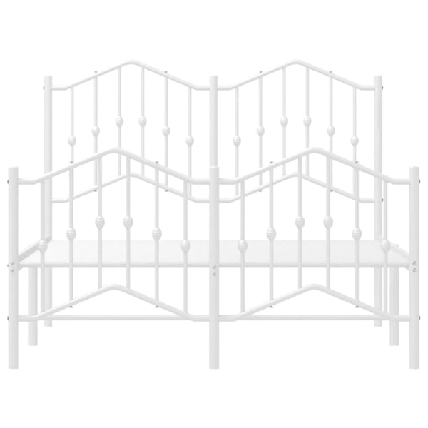 vidaXL Sengeramme i metall med hode- og fotgavl hvit 120x190 cm
