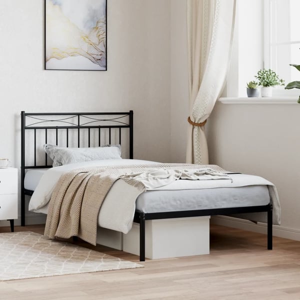 vidaXL Sengeramme i metall med hodegavl svart 100x190 cm