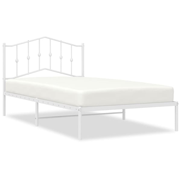 vidaXL Sengeramme i metall med hodegavl hvit 107x203 cm
